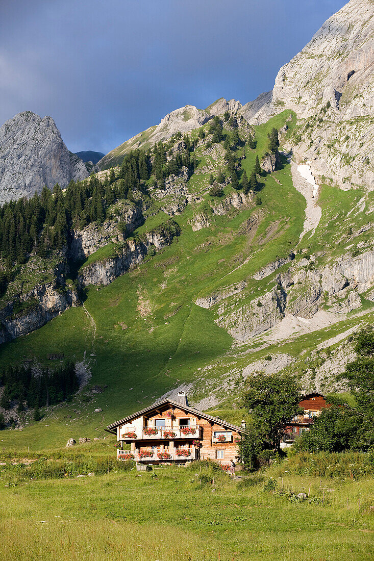 France, Haute Savoie, La Clusaz, Vallee des Confins (Confins Valley) and Aravis Massif