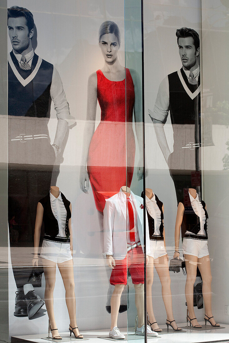 United States, New York City, Manhattan, W 57 Street, window of Club Monaco fashion store