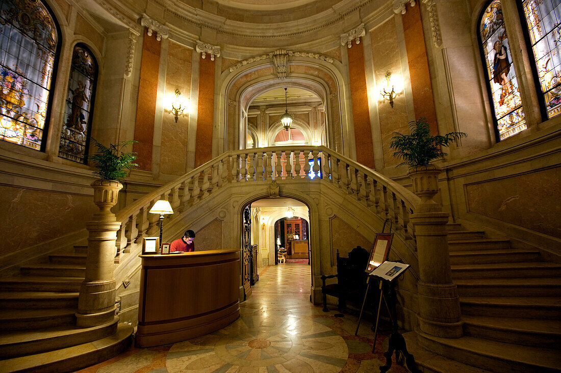 Portugal, Lisbon, Pestana Palace Hotel, stair