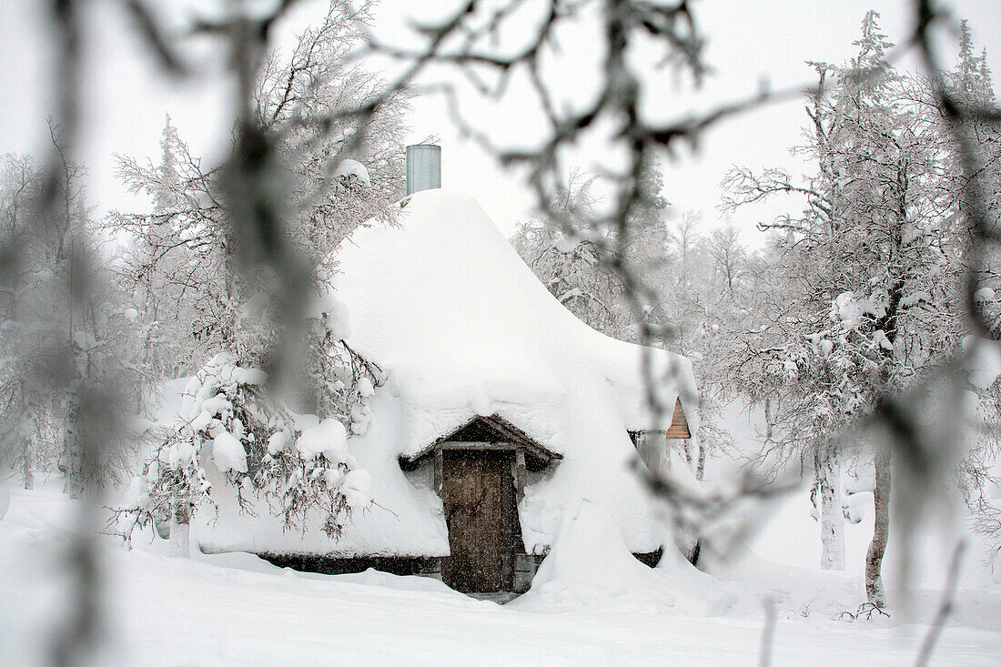 Finland, Lapland Province, Pallas Yllästunturi National Park, open wilderness hut