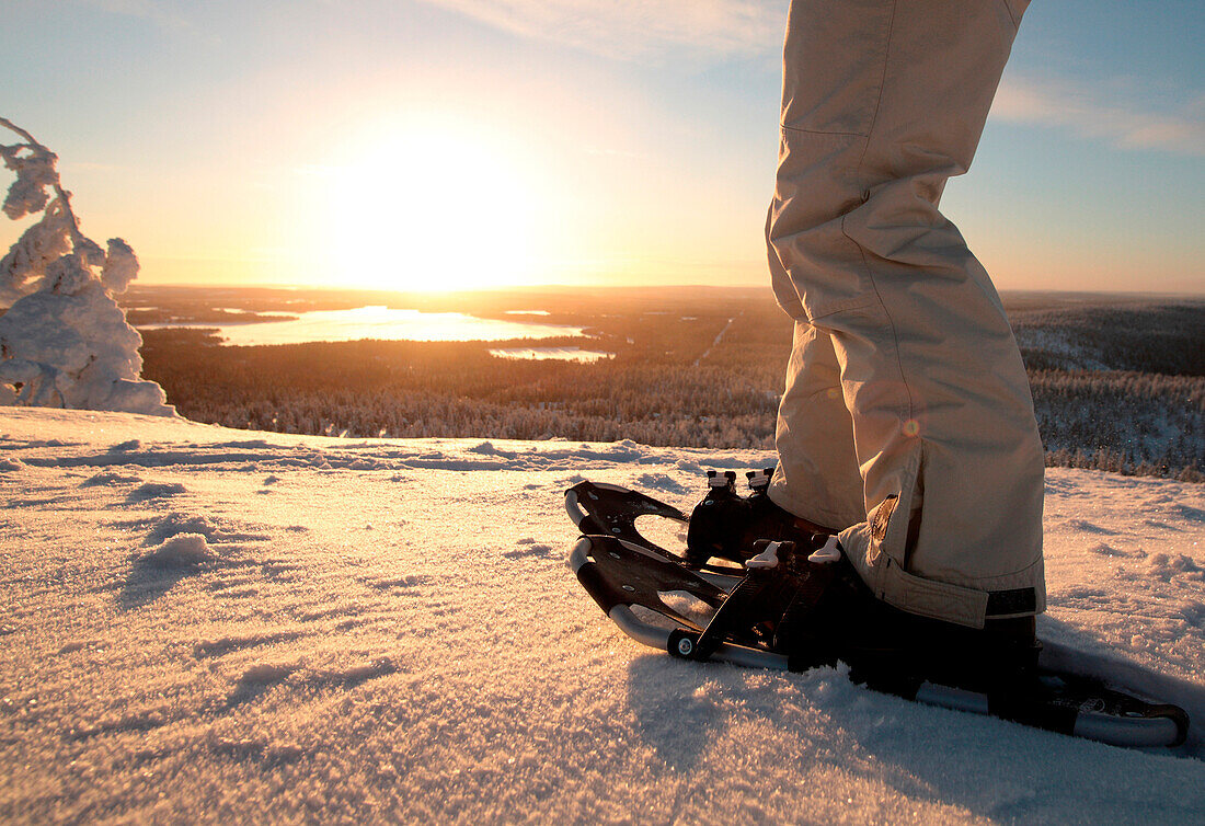 Finnland, Lappland Provinz, Kuusamo, Taiga, Schneeschuhwanderung