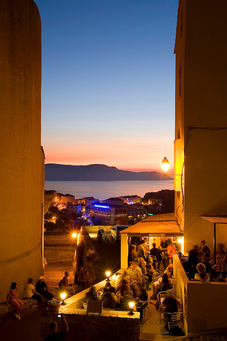 France, Haute Corse, Calvi, within the citadel with the Pointe de la Revellata in the background