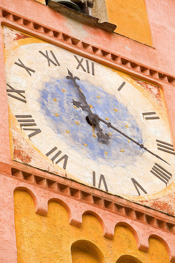 France, Alpes Maritimes, Roya Valley, Tende, collegial church, clock