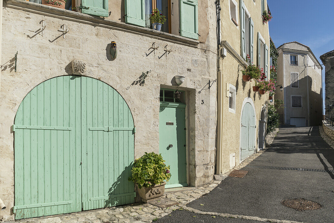 Village Street,  Facades , Forqualquier, Provence, France, Europe