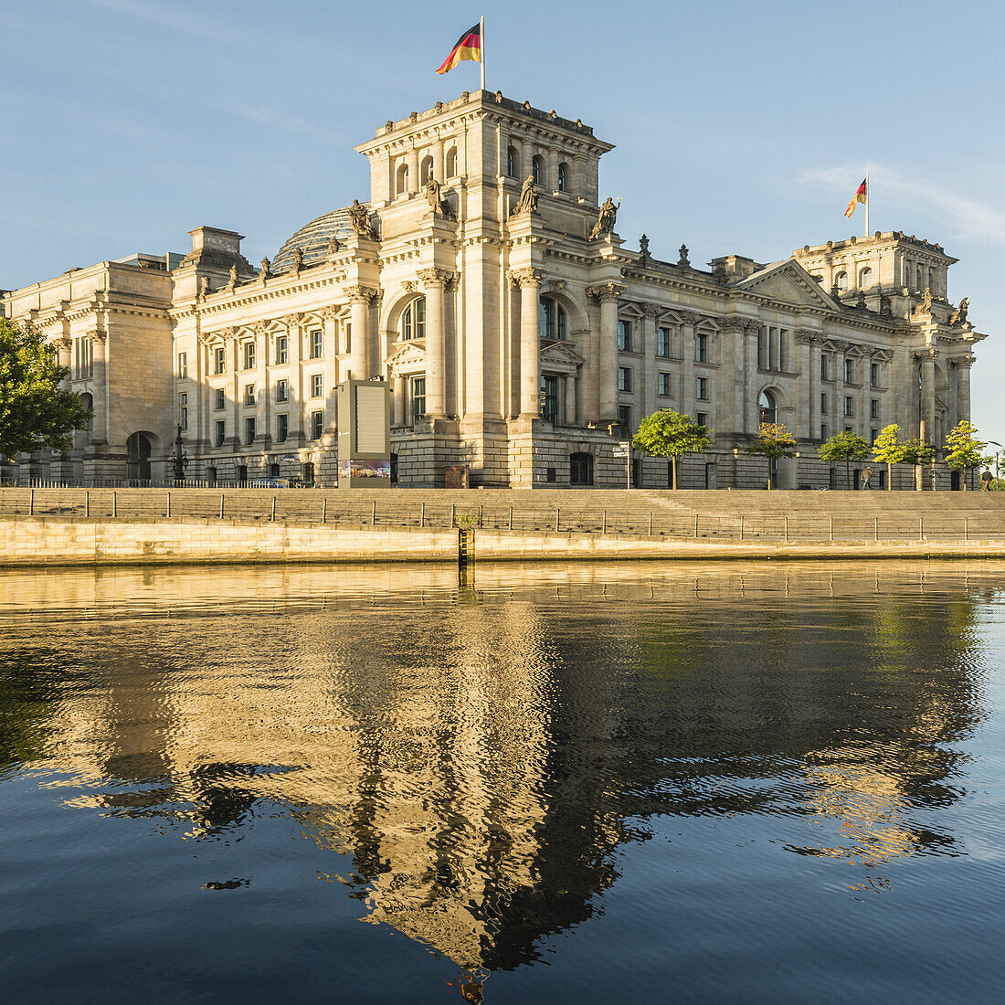 Reichstag and government buildings around river Spree in Berlin 