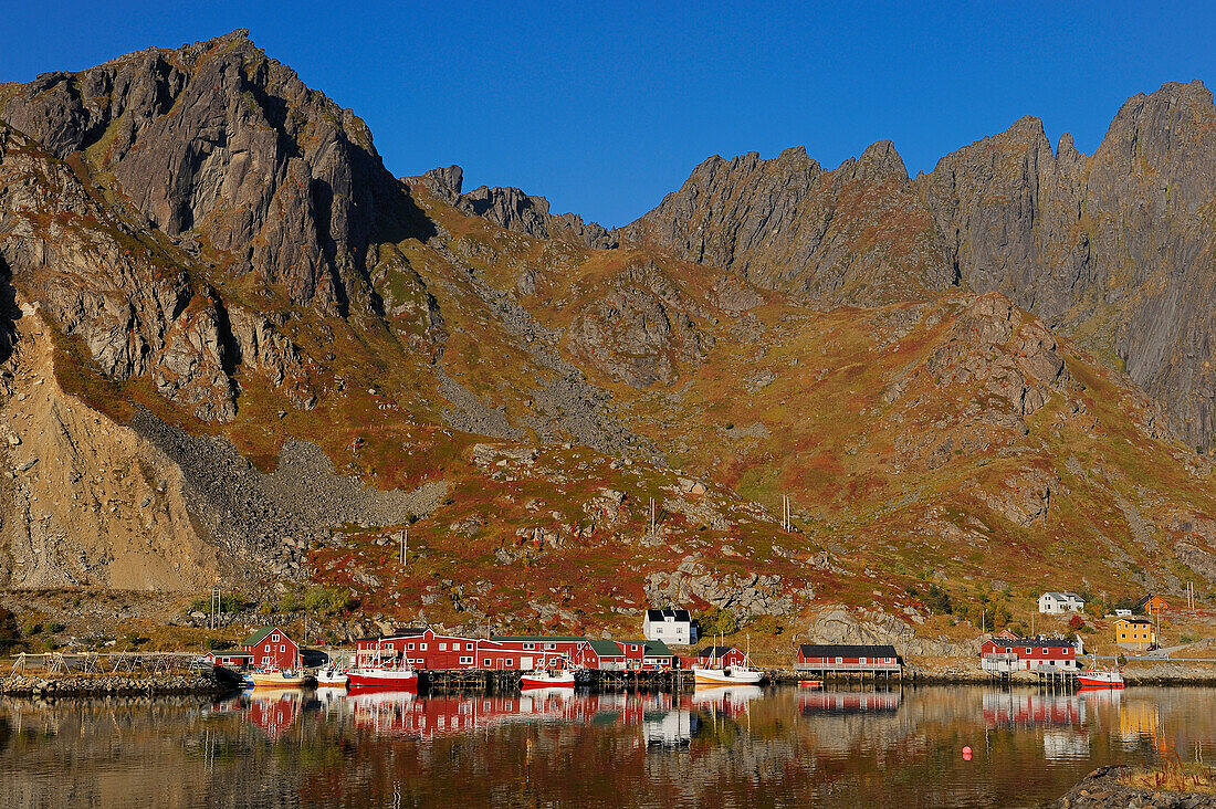 Norway, Nordland County, Lofoten Islands, Vestvagoy Island, Ballstad harbour