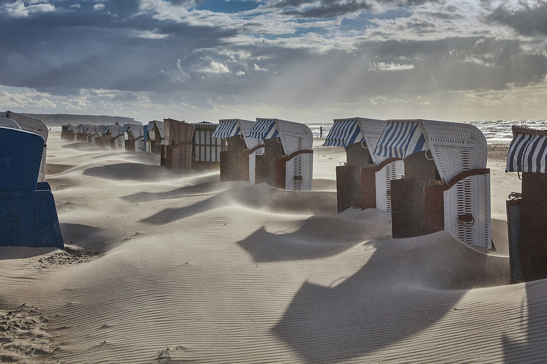 Storm at Warnemuende, Baltic sea coast, Mecklenburg Vorpommern, Germany