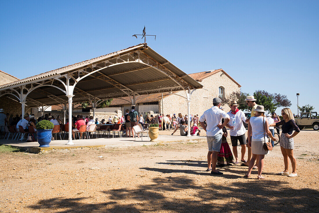 Feier auf einer Manade, Manade Fangouse, Lattes bei Montpellier, Hérault, Languedoc-Roussillon, Frankreich