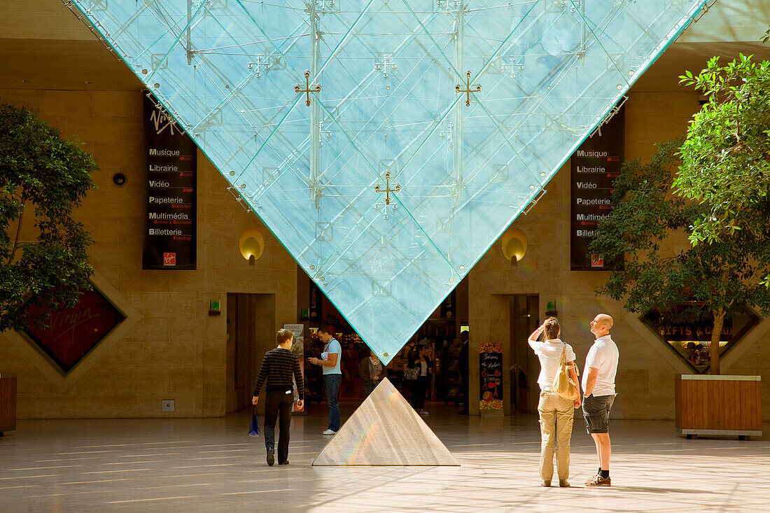 France, Paris, Carrousel du Louvre, inverted Pyramid by the architect Ieoh Ming Pei