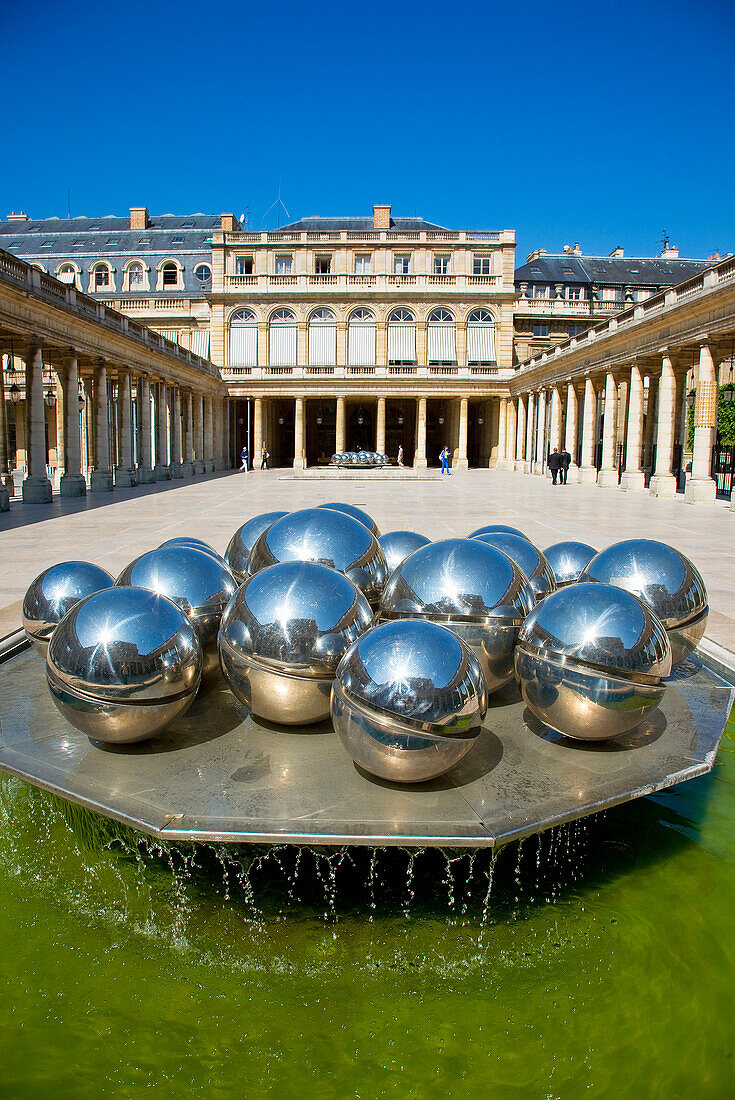 France, Paris, Palais Royal, spheres sculpture by Paul Bury