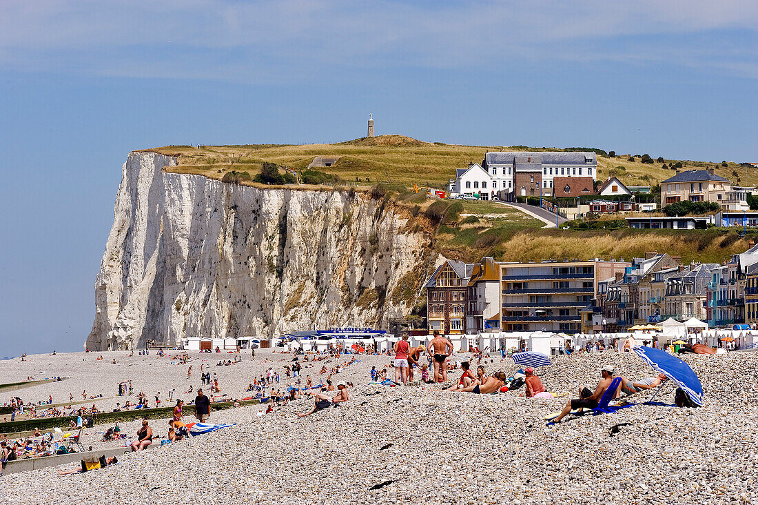 France, Somme, Mers les Bains, the beach and its beach huts