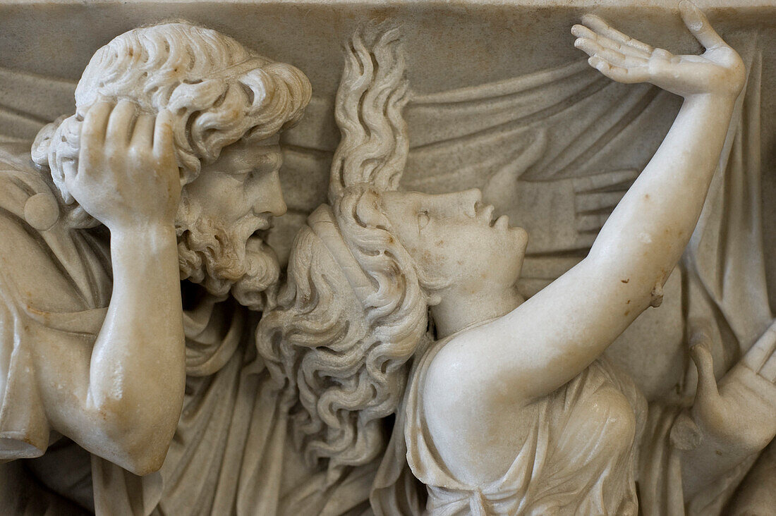 Germany, Berlin, Museum Island, listed as Wolrd Heritage by UNESCO, the Pergamon Museum (Pergamonmuseum), collection of antique Greco-Roman fifth century BC, sarcophagus of the second century BC
