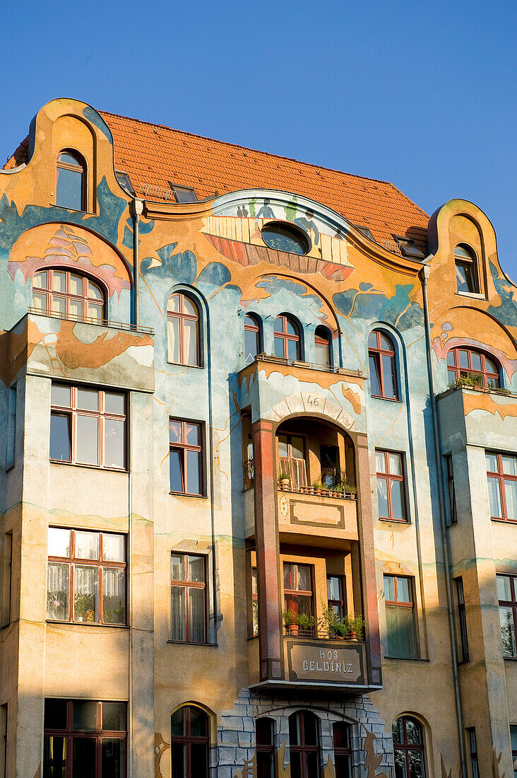 Deutschland, Berlin, Kreutzberger Bezirk, bemalten Fassade