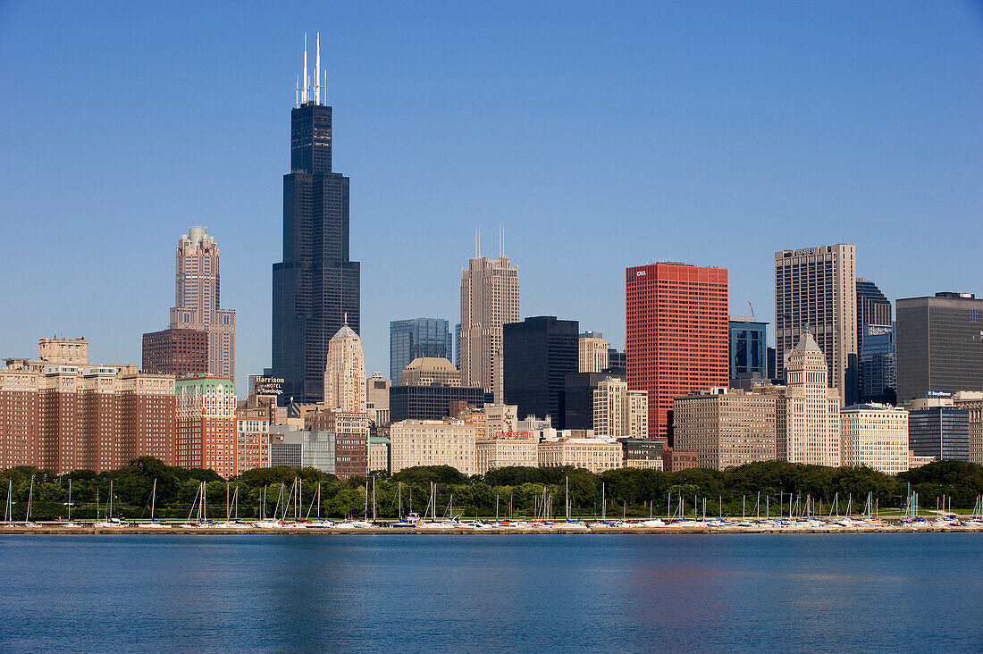 United States, Illinois, Chicago, The Chicago Skyline on the Michigan lake