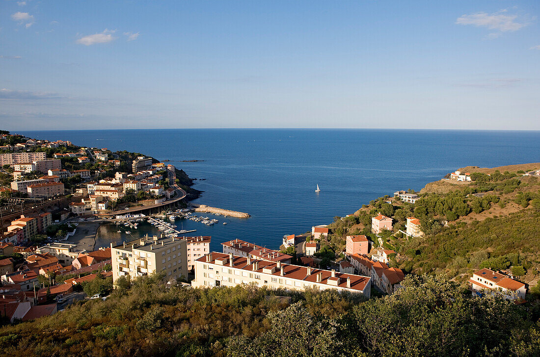 France, Pyrenees Orientales, Cote Vermeille (The Ruby Coast), Cerbere, small seaside resort