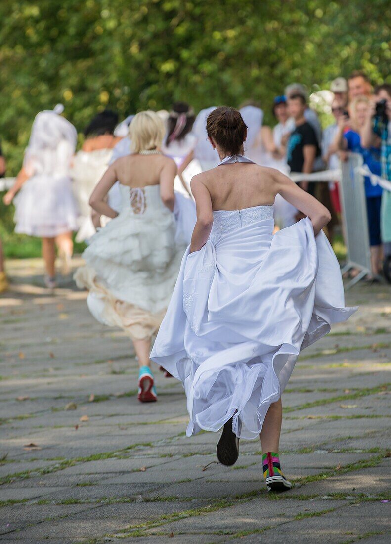 Participant of the first Polish Wedding Dress Run on 15th September, 2014 in Agrykola Park in Warsaw The collected money from charity run will cover cost of rehabilitation of Julia Torla (Miss Wheelchair 2014 in Poland)