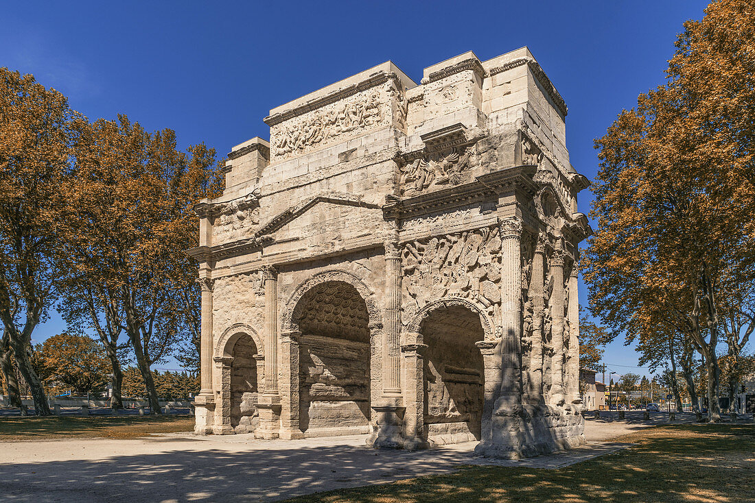 Roman Arch, Triumphal Arch, Unesco World Heritage Site, Orange, Vaucluse, Provence, Provence-Alpes-Côte d´Azur, France