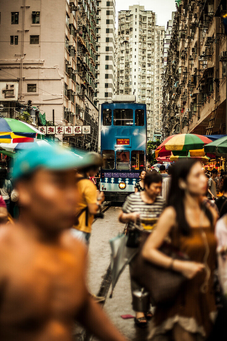 Double deck tram in Hong Kong