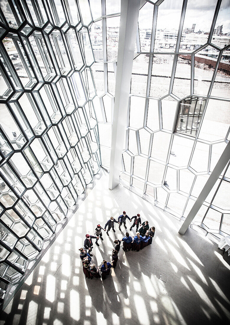 Inside the Harpa Concert Hall in Reykjavik, Iceland