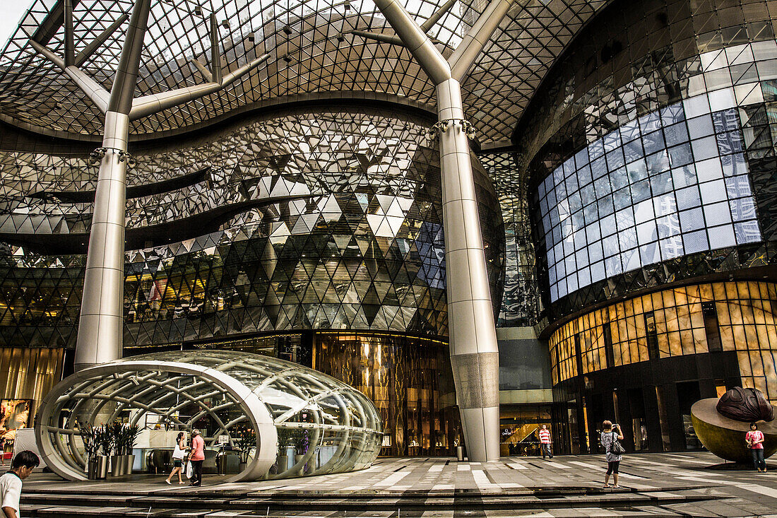 Futuristic mall in downtown Singapore.