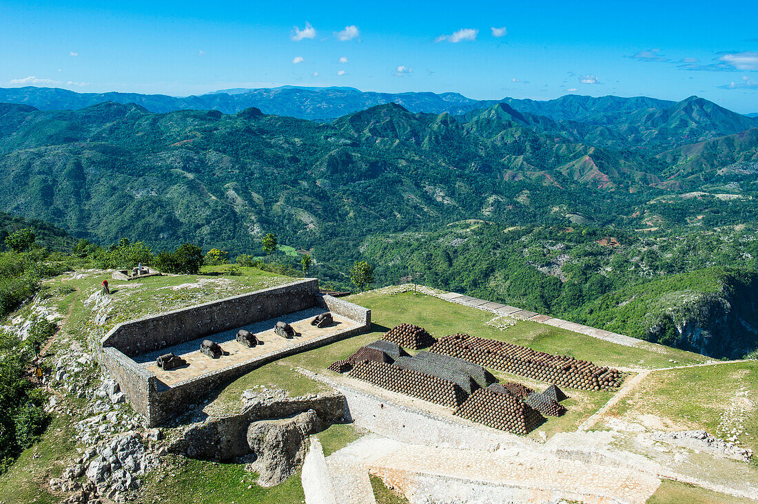 View over the beautiful mountains around the Citadelle Laferriere, UNESCO World Heritage Site, Cap Haitien, Haiti, Caribbean, Central America