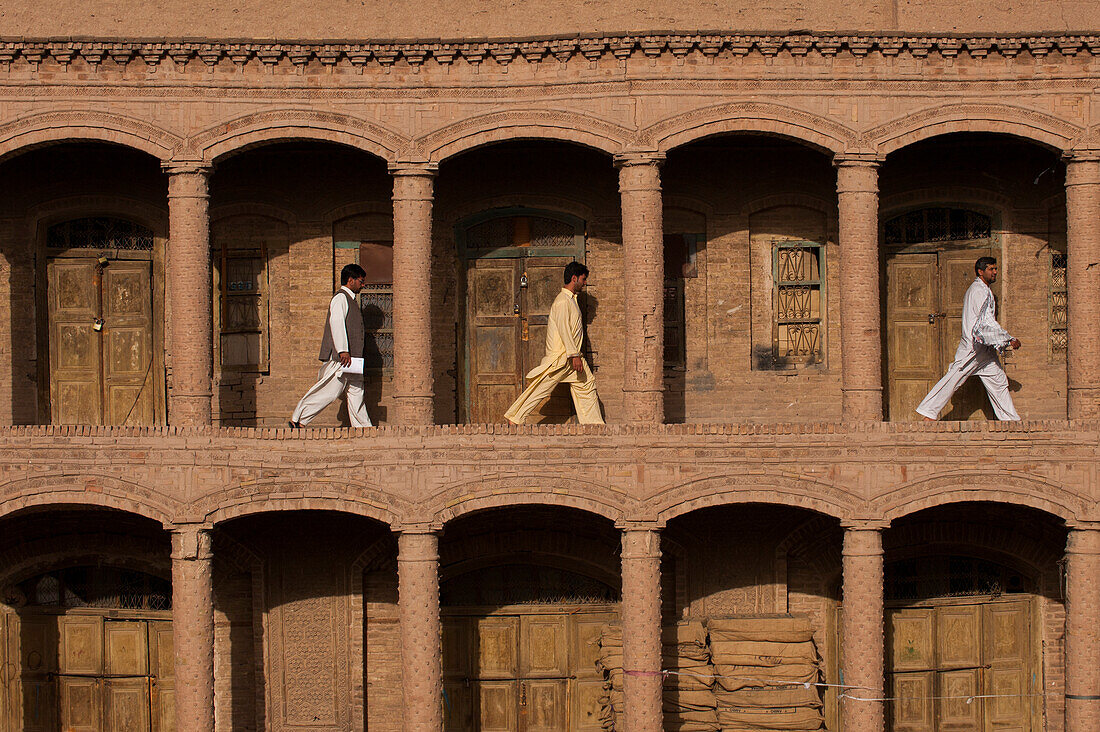 Men walking through the old market in Herat, Afghanistan, Asia