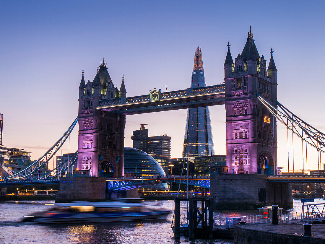 Tower Bridge, Shard and City Hall, London, England, United Kingdom, Europe