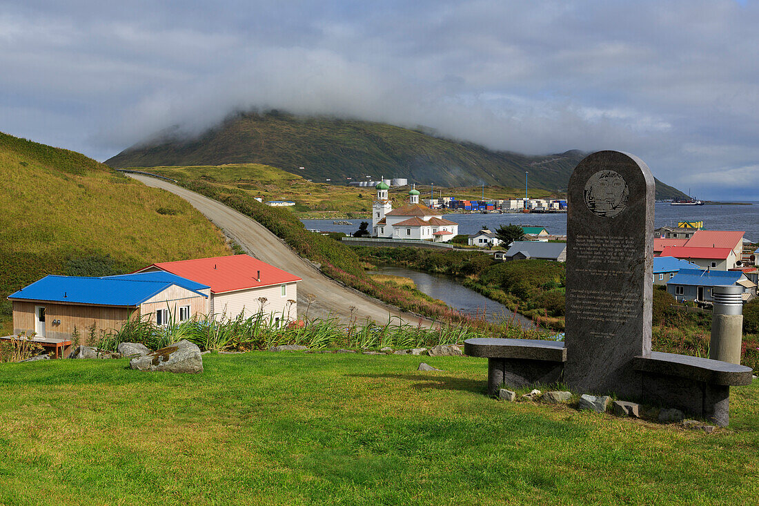 Monument to Unangan People, Unalaska Island, Aleutian Islands, Alaska, United States of America, North America