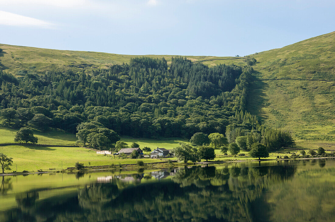 Lakeland Farm by Wastwater, early morning, Wasdale, Lake District National Park, Cumbria, England, United Kingdom, Europe