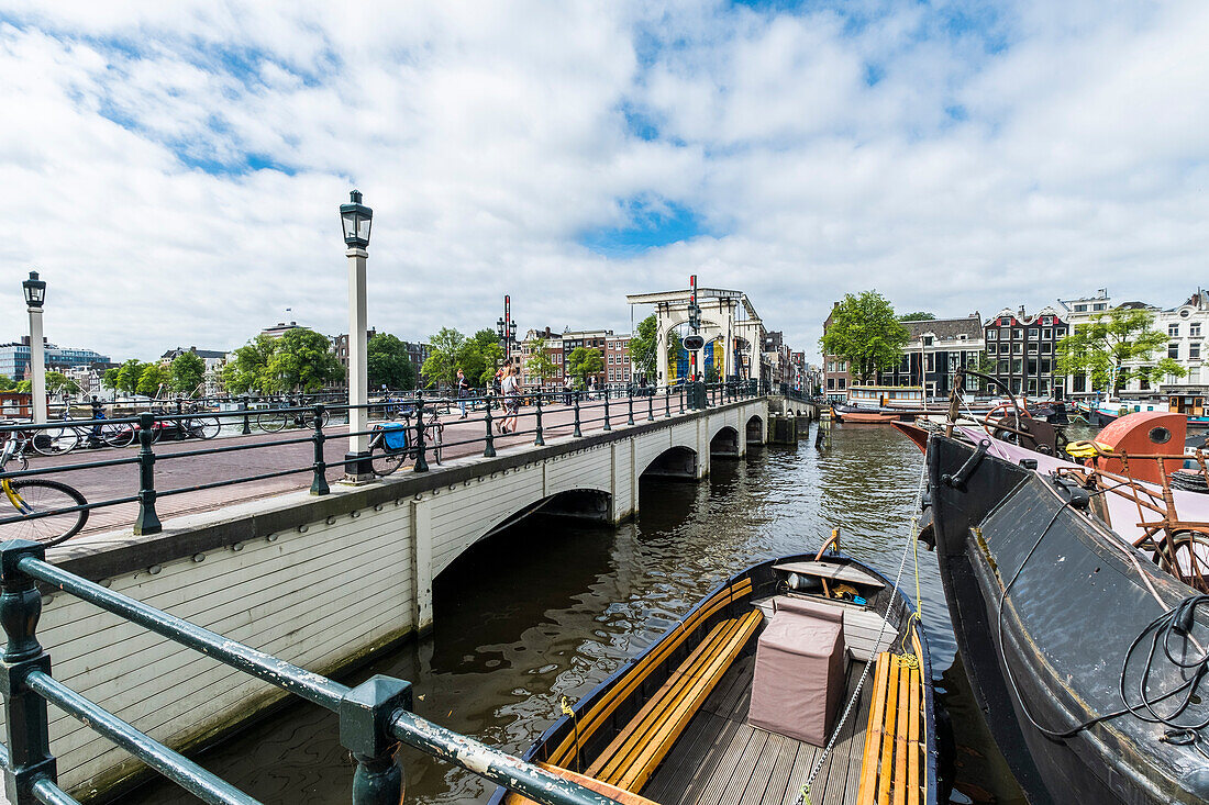 view to the Magere Brug of Amsterdam, Netherlands