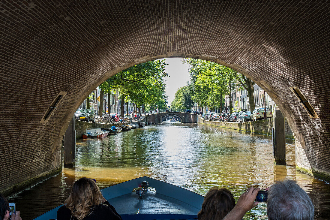 boats tour on the Grachten in Amsterdam, Netherlands