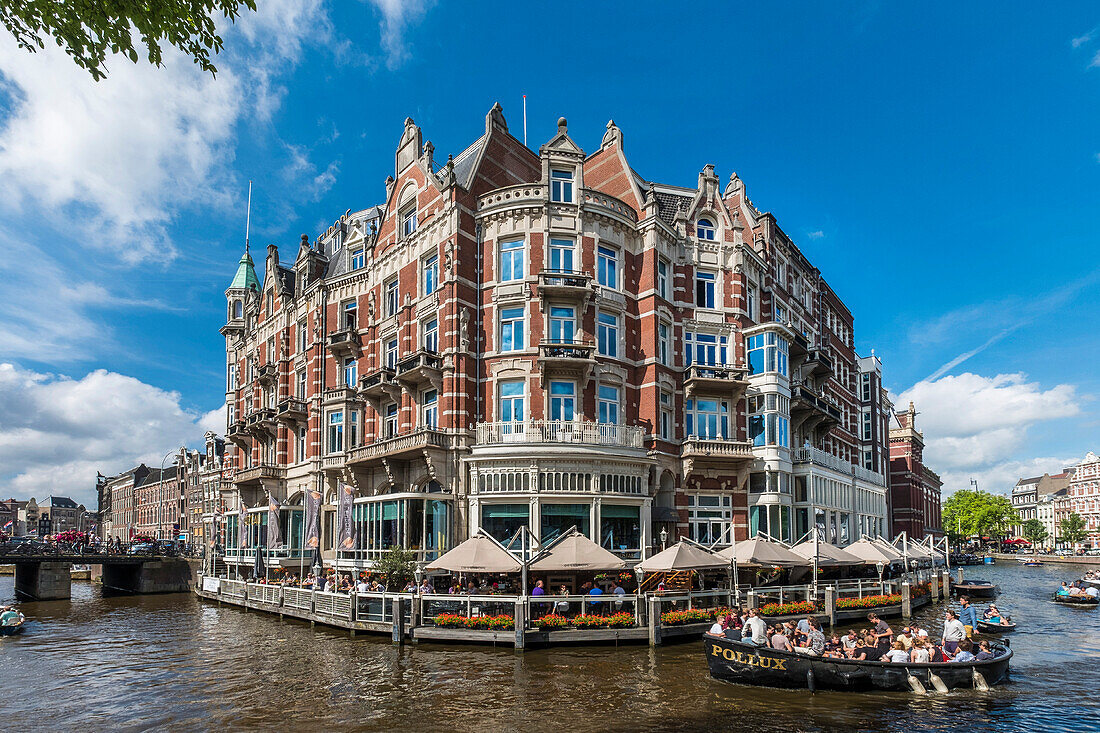 Grandhotel L'Europe mit Blick auf die Amstel in Amsterdam, Holland