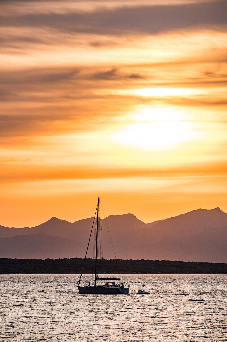 sunset in Alcudia bay, Colonia de Sant Pere, Mallorca, Balearic Islands, Spain