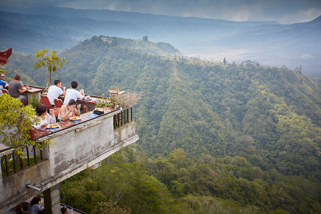 Restaurant with view towards the crater, Kintamani, Bali, Indonesia