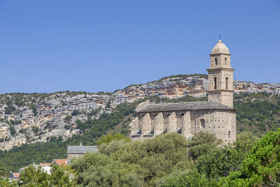 Church in Patrimonio, Corsica, Southern France, France, Southern Europe