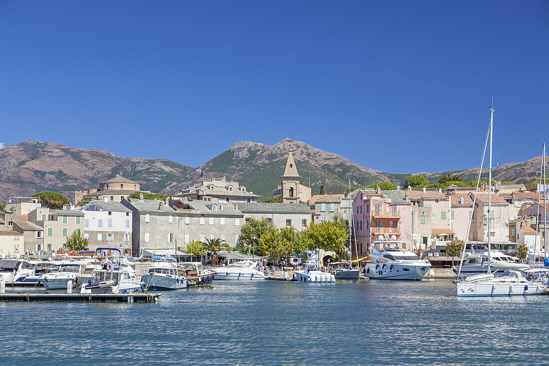 Blick auf Saint-Florent, Korsika, Südfrankreich, Frankreich, Südeuropa, Europa