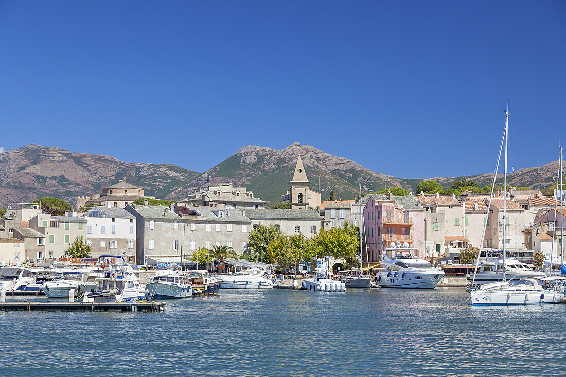 View of Saint-Florent, Corsica, Southern France, France, Southern Europe