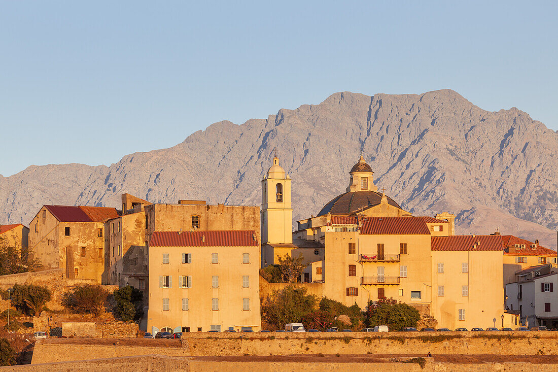 A view to the citadel of Calvi, near Saint-Florent, Corsica, Southern France, France, Southern Europe