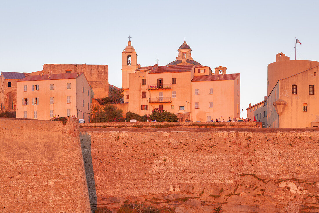 Citadel of Calvi in evening light, Corsica, Southern France, France, Southern Europe