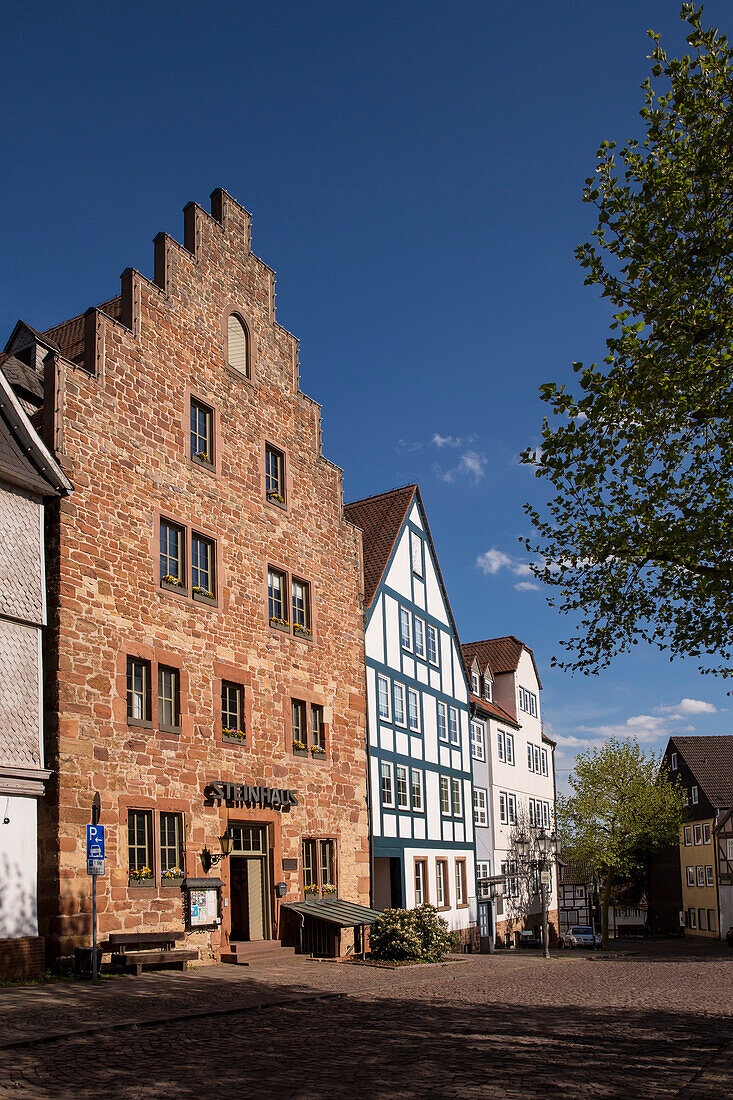 Das Steinhaus am Frankenberger Obermarkt, Frankenberg (Eder), Nordhessen, Hessen, Deutschland, Europa