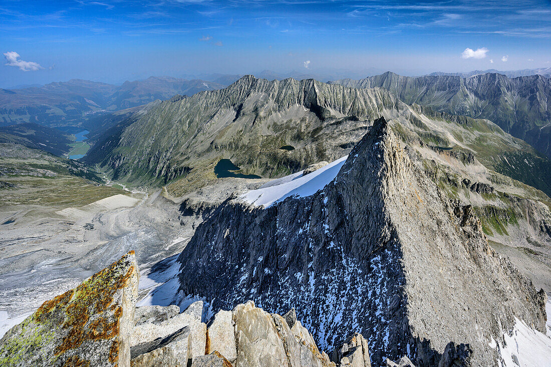 Blick auf Gabler, von der Reichenspitze, Zillergrund, Reichenspitzgruppe, Zillertaler Alpen, Tirol, Österreich