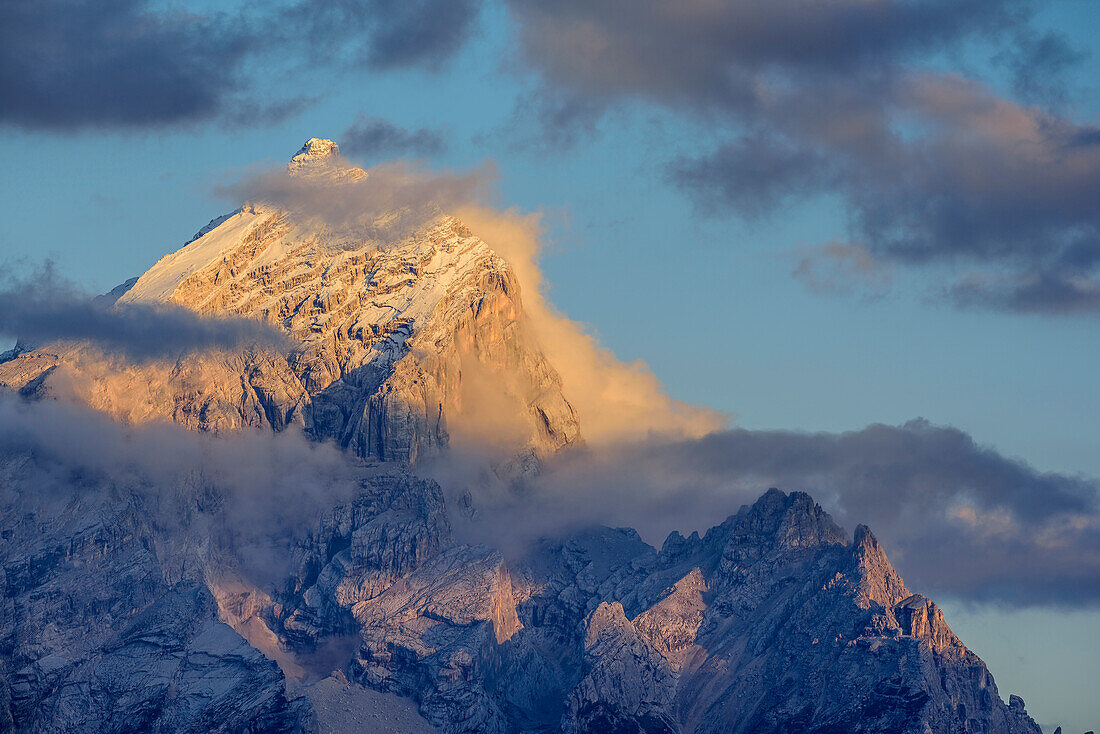 Mood of clouds at Antelao, Dolomites, UNESCO World Heritage Site Dolomites, Venetia, Italy