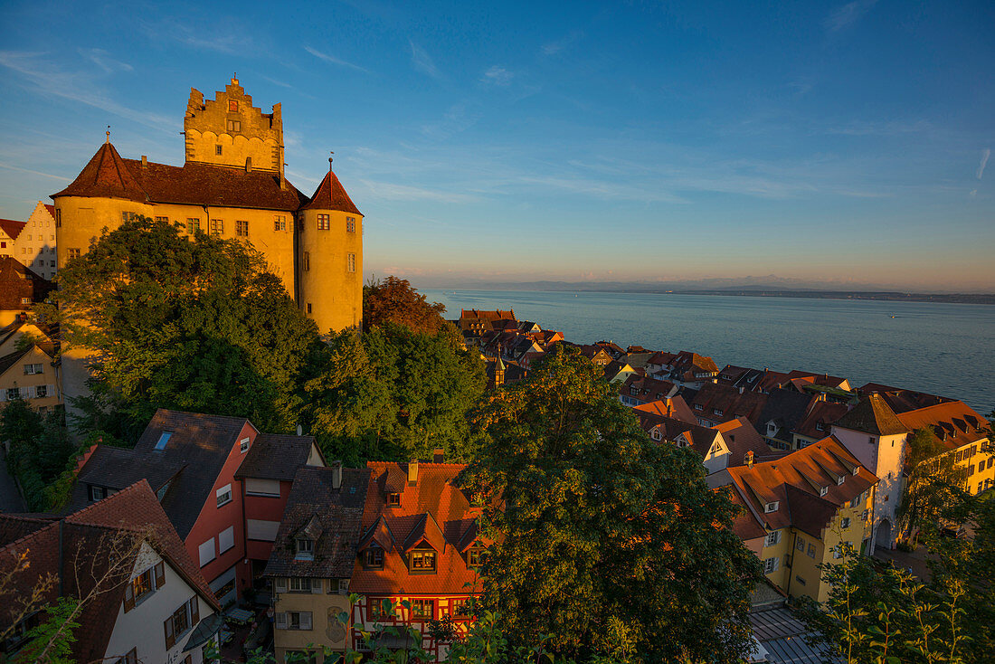 Meersburg Castle, Alte Burg, sunset, Meersburg, Lake Constance, Baden-Württemberg, Germany