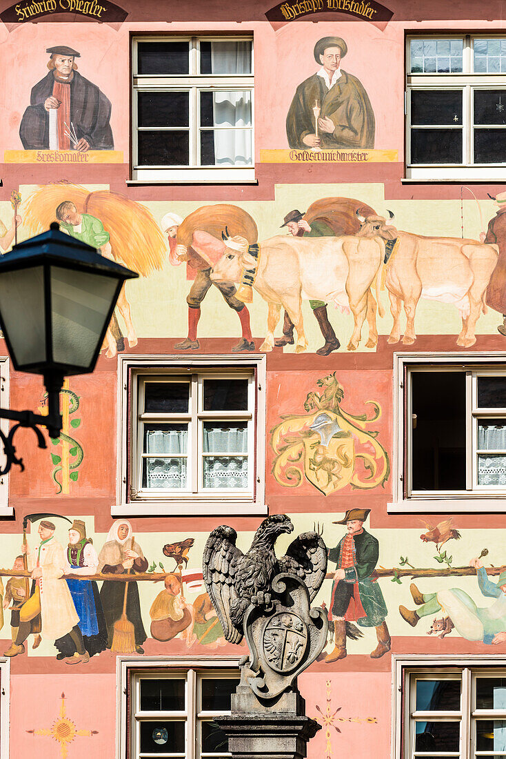 A painted house in Herrengasse, in the historical Old Town, Wangen im Allgaeu, Baden-Wuerttemberg, Germany