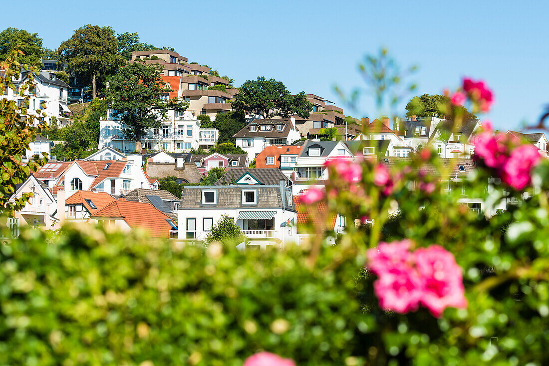View towards the staircase quarter in the district Blankenese, Hamburg, Germany