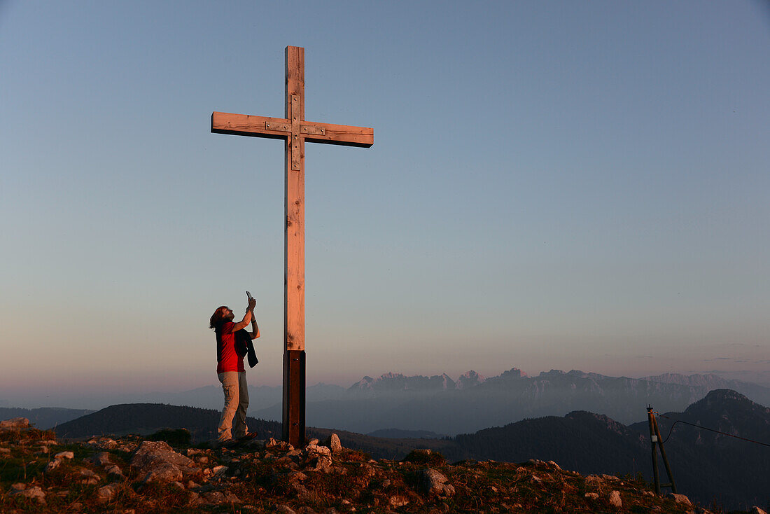 Sunset at the Hochries over Samerberg, Chiemgau county, Bavaria, Germany