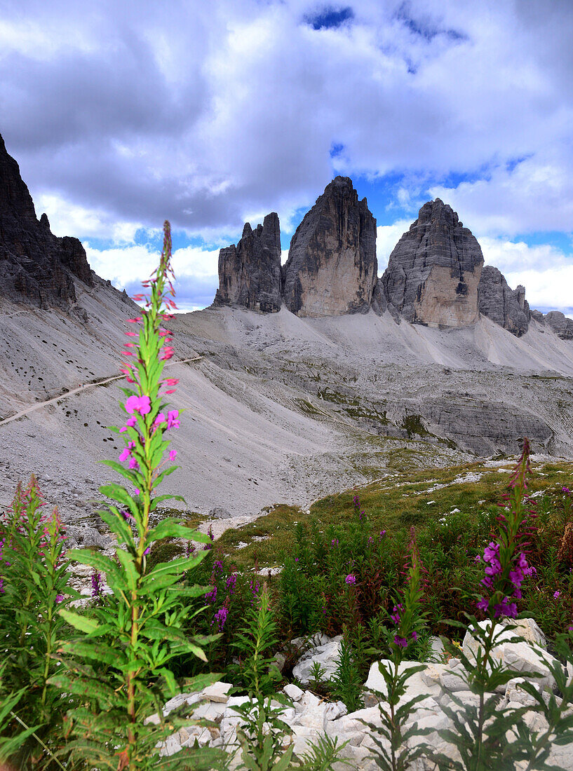 Wandern an den drei Zinnen, Dolomiten, Veneto, Italien