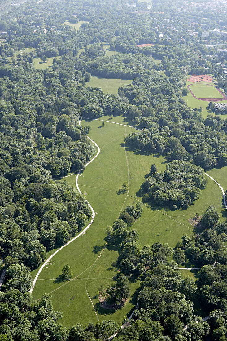 Luftaufnahme, Englischern Garten, München, Englischer Garten, Munich, Bayern, Deutschland