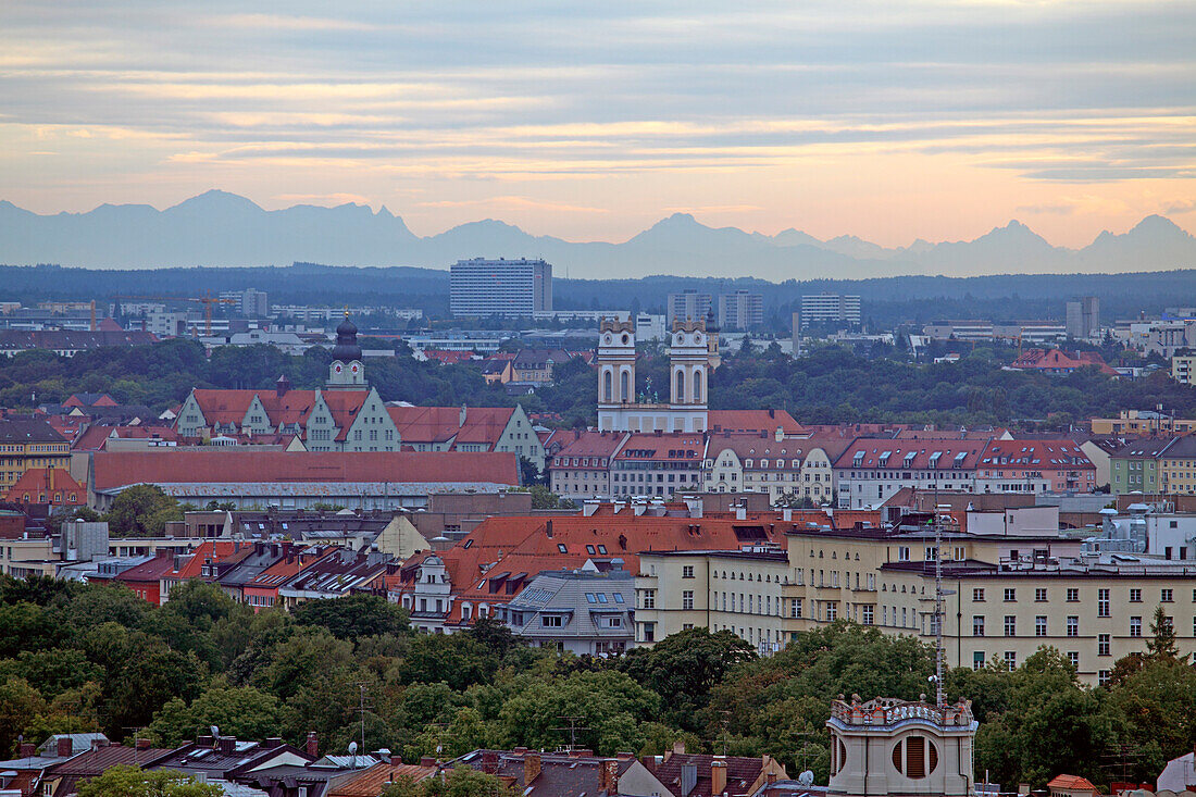 View over Munich and into the alps, Bavaria, Germany