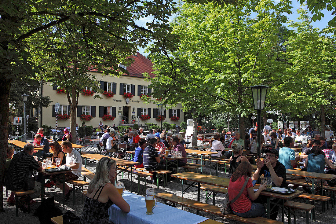 Beer garden, Aumeister in the English Garden, Englischer Garten, Munich, Bavaria, Germany